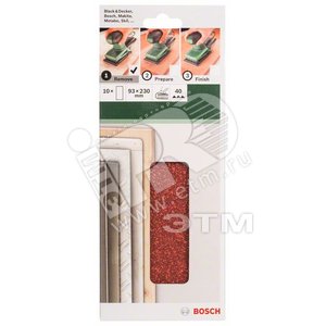 Шлифлист 93x230мм К40 Д. (10шт) (2.609.256.B08) - BOSCH