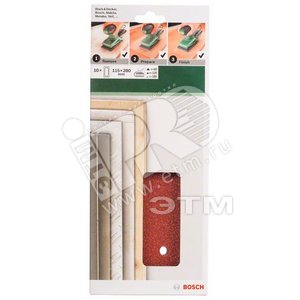 Шлифлист 115x280мм К60/120/180 (10шт) (2.609.256.B32) - BOSCH
