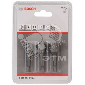 Набор 3 торц ключа хвост 1/4 HEX - BOSCH