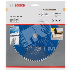 Цирк диск Expert for Laminated Panel 190x30x2.6/1.6x60T - BOSCH