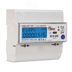 Счетчик электроэнергии НЕВА МТ 324 1.0 AR E4BS29 трехфазный многотарифный 5(100) класс точности 1.0/2.0 D ЖКИ RS485 (6102340) 2