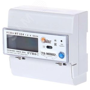 Счетчик электроэнергии НЕВА МТ 324 1.0 AR E4BS 26 трехфазный многотарифный 5(60) класс точности 1.0/2.0 D ЖКИ RS485 Ур - ТАЙПИТ