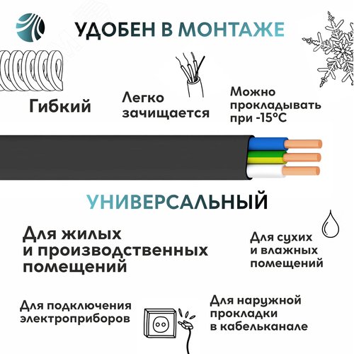 Кабель силовой ВВГнг(А)-LSLTx 3х2.5пл ТРТС - фото 7
