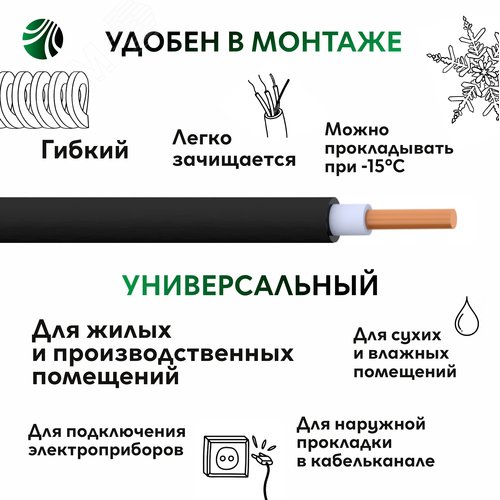 Кабель силовой ВВГнг(А)-LS 1х2.5 белыйТРТС - фото 6
