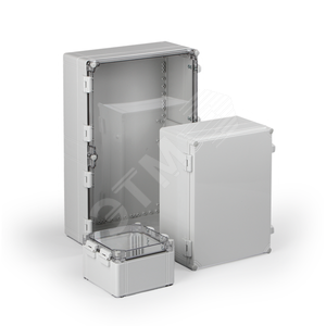 Cubo W 200 x 400 x 132, с петелями и замками, серая крышка, PC, IP66