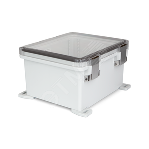 Корпус PolyBox 223 х 172 х 134 мм, петли, защелки AISI316, прозрачная крышка, PC, IP66 / IP68 / IP69 - ЭНСТО-Рус