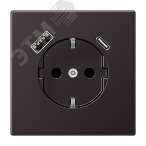 Розетка с заземлением + usb алюминий темный - JUNG