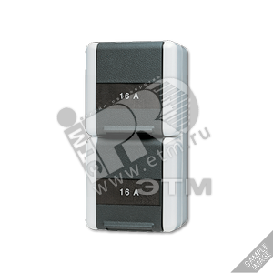 Розетка двойная горизонтальная SCHUKO 16A 250V с полем для надписи IP44 - JUNG