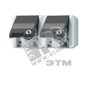Розетка двойная горизонтальная SCHUKO 16A 250V с полем для надписи IP44 - JUNG