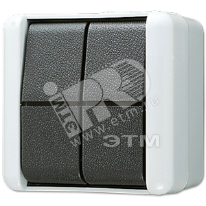 Кнопка сдвоенная 10AX 250V с универсальными контактами накладная IP44 - JUNG