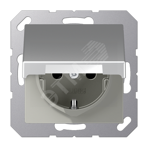 Розетка штепсельная SCHUKO 16A 250V с защитой от  детей, с крышкой, алюминий