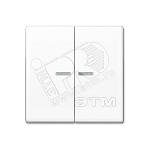 Клавиши для сдвоенного выключателя с окошком для подсветки  белые