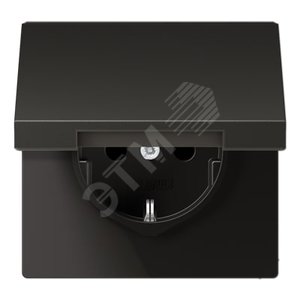 Штепсельная розетка SCHUKO одинарная, с заземлением, с откидной крышкой, 16A, 250В  (механизм + накладка, без рамки). Серия LS990  Материал- металл  Цвет- антрацит - JUNG