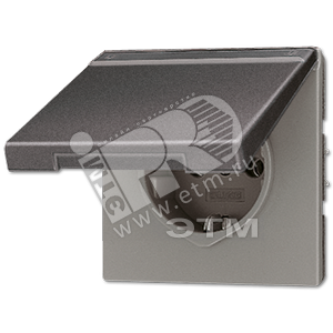 Розетка штепсельная SCHUKO 16A 250V с полем для надписи и откидной крышкой антрацит - JUNG