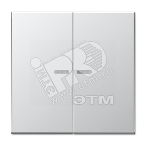 Клавиша 2-я для выключателей и кнопок  с окошком для подсветки. Серия LS990  Материал- металл  Цвет- алюминий