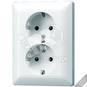 Розетка штепсельная SCHUKO 16A 250V сдвоенная с защитой от детей слоновая кость - JUNG