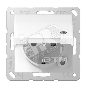 Розетка штепсельная SCHUKO 16A 250V с крышкой и индикацией напряжения белая - JUNG