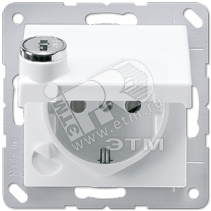 Розетка штепсельная SCHUKO 16A 250V с крышкой и замочным механизмом белая (AS520BFSLKLWW) - JUNG