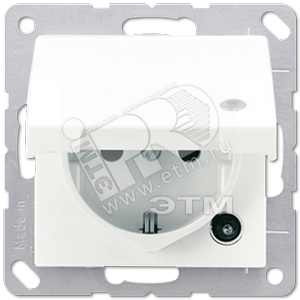 Розетка штепсельная SCHUKO 16A 250V с откидной крышкой и индикацией напряжения белая - JUNG