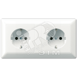 Штепсельная розетка SCHUKO 16A 250V~ сдвоенная, полная плата  белая - JUNG