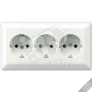 Розетка штепсельная SCHUKO 16A 250V тройная полная плата слоновая кость