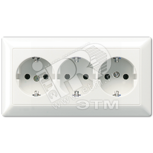 Розетка штепсельная SCHUKO 16A 250V тройная полная плата белая - JUNG
