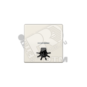 Клавиша с окошком для подсветки и символом  свет   слоновая кость