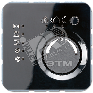 KNX-регулятор с шинным сопряжением с ручкой для установки температуры  черный