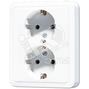 Розетка SCHUKO 16A 250V / 10A 250V сдвоенная, с полной платой  белая (CD5020WW) - JUNG