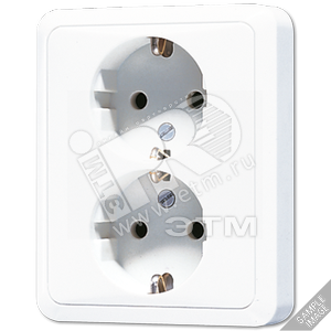 Розетка SCHUKO 16A 250V / 10A 250V сдвоенная, с полной платой  белая - JUNG