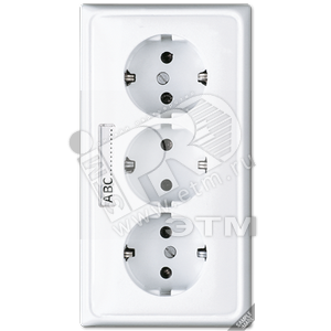 Розетка тройная с заземлением для кабельканалов  слоновая кость