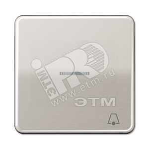 Клавиша с окошком и символом  звонок  для выключателей с подсветкой  платина
