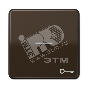 Клавиша с окошком и символом  ключ  для выключателей с подсветкой  коричневая