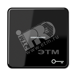 Клавиша с окошком и символом  ключ  для выключателей с подсветкой  черная