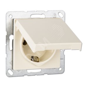 ECO Штепсельная розетка SCHUKO 16A, 250V с крышкой  сл. кость (EP421/1KL) - JUNG