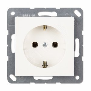 Розетка SCHUKO одинарная, с заземлением, с шторками, 16A, 250В  (механизм + накладка, без           рамки).автоматические зажимы. Серия- Eco Profi.   Материал- термопласт. Цвет- белый. - JUNG