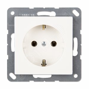 Розетка SCHUKO одинарная (механизм + накладка, без рамки), с заземлением, без шторок, 16A, 250Bт  с пружинными зажимами для проводов до 2,5 мм2. Серия- Eco Profi. Материал- термопласт. Цвет- белый. - JUNG