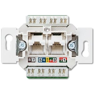 Розетка универсальная телефон/компьютер (RJ45) 2-ная, (неэкранированная)   категория 6  Механизм. - JUNG
