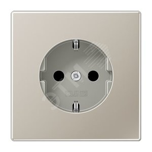 Штепсельная розетка SCHUKO одинарная, с заземлением, без шторок, 16A, 250В  (механизм + накладка, без рамки). Серия LS990  Материал- металл  благородная сталь - JUNG
