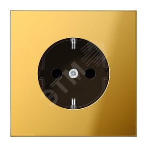 Штепсельная розетка SCHUKO одинарная, с заземлением, без шторок, 16A, 250В  (механизм + накладка, без рамки). Серия LS990  Материал- металл  золото - JUNG