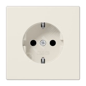 Штепсельная розетка SCHUKO одинарная, с заземлением, с шторками, 16A, 250В  (механизм + накладка, без рамки). Серия LS990  Материал- дуропласт  Цвет- слоновая кость - JUNG