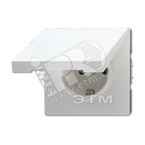 Розетка штепсельная SCHUKO 16A 250V с откидной крышкой на возвратной пружине и защитой от детей белая - JUNG