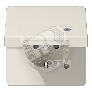 Розетка штепсельная SCHUKO 16A 250V с откидной крышкой на возвратной пружине и индикацией напряжения слоновая кость - JUNG
