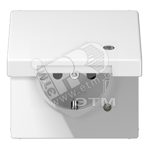 Розетка штепсельная SCHUKO 16A 250V с откидной крышкой на возвратной пружине и индикацией напряжения белая - JUNG