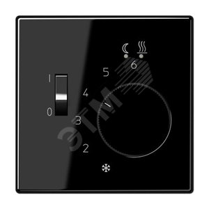 Накладка для регулятора подогрева пола   Серия LS990  Материал- термопласт  Цвет- черный - JUNG