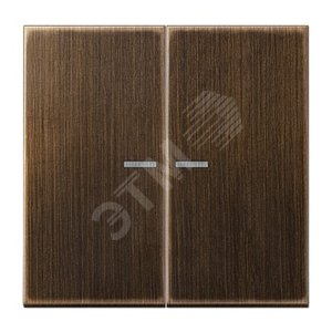 Клавиша 2-я для выключателей и кнопок  с окошком для подсветки. Серия LS990  Материал- металл  Цвет- античная латунь