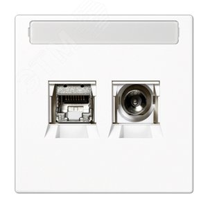 Smart TV розетка (Ethernet + TV) с полем для надпи - JUNG
