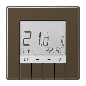 Комнатный контроллер с дисплеем  стандарт , 10А, 230V для имерения и регулировки комнатной температуры и температуры пола  Серия LS990  Материал- металл  Цвет- античная латунь (TRDME231AT) - JUNG