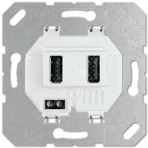 Розетка зарядная USB, 2-ая, белый - JUNG