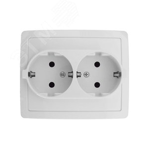 Розетка двойная с заземлением Schuko, винтовой зажим, 16А 250В, белый - Simon
